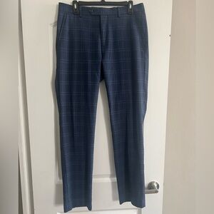 Alfani Men's Slim Fit Navy Checkered Dress Pants